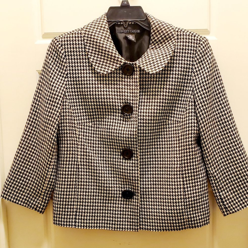 Scott Taylor Women's Houndstooth Blazer Sz Medium